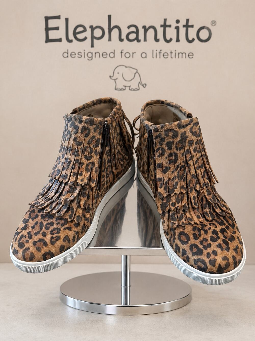 Elephantito Leopard Fringe High Top Sneakers EU 37 US Women’s 6